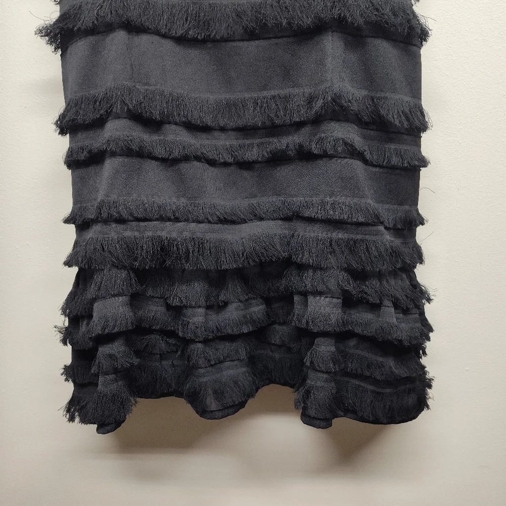 Princess Polly Mini Dress Women Size 8 Black Fringes Sleeveless Slim Fit - Picture 3 of 8